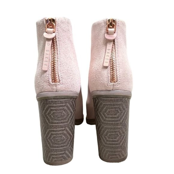 Ted Baker Lorca Pink Suede Ankle Boots Size 40.5 / US 9.5 Rose Gold Detail - Picture 6 of 15
